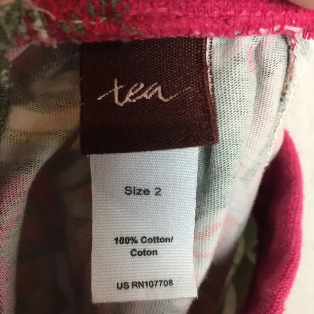 Tea Collection Olive Pink Floral Dress 2 (2T)